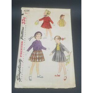 Simplicity 1953 Childs Two Piece Suit Blouse Sewing Pattern #4236 Size 1 UNCUT